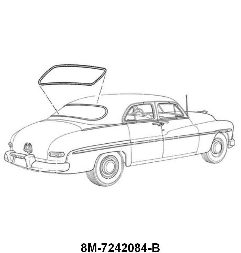 REAR/BACK WINDOW SEAL - 49-50 MERC COUPE/SEDAN 1 PIECE WINDOW