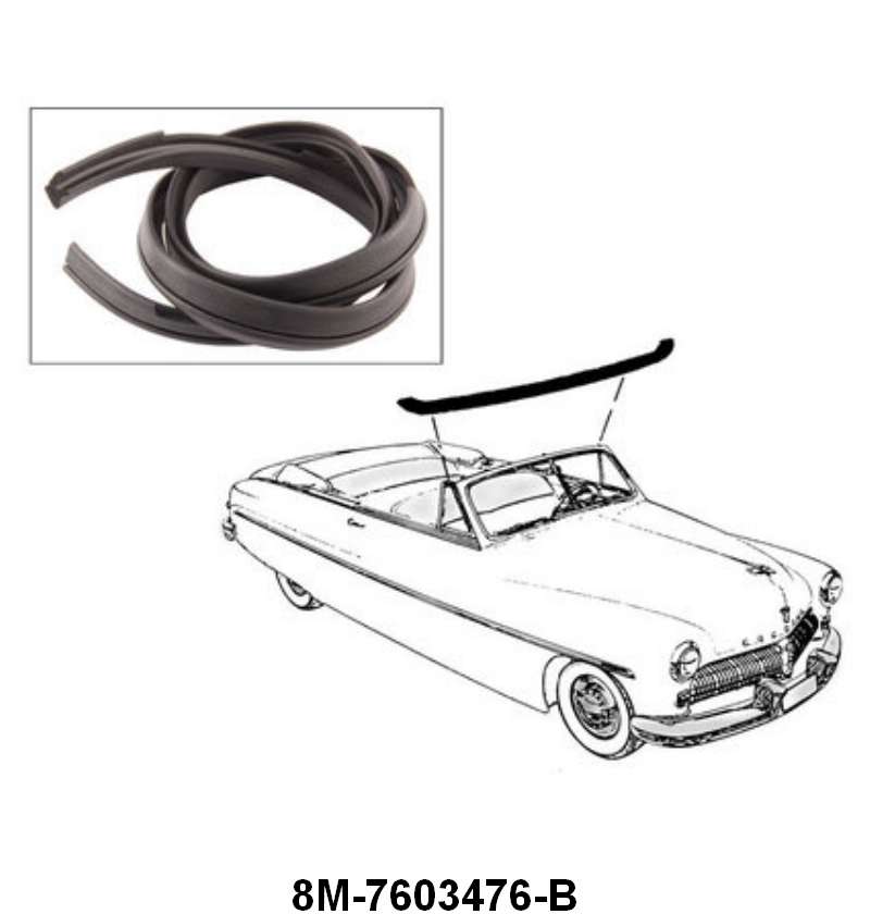CONVERTIBLE HEADER BOW SEAL - 49-51 MERC CONV MOUNTS ON WINDSHIELD
