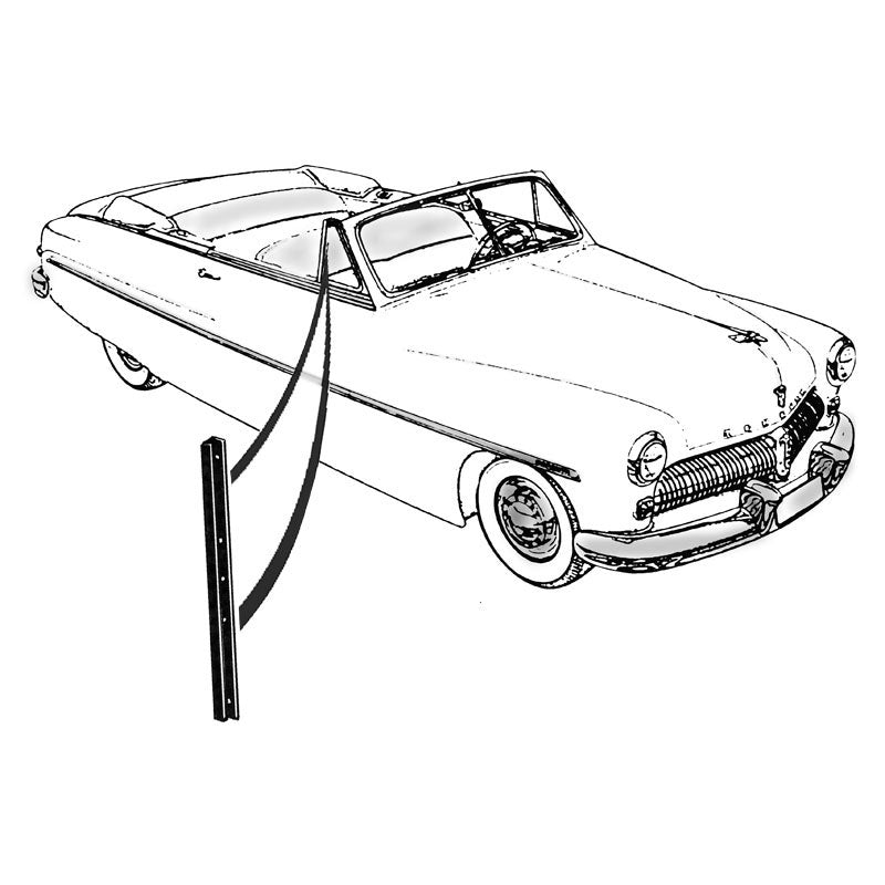 BACK EDGE VENT WINDOW SEAL W/STEEL INSERT - 49-51 MERCURY CONVERTIBLE