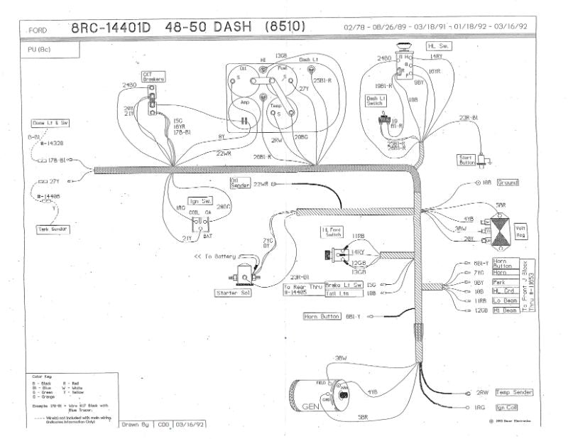 UNDER DASH TO ENGINE WIRES (COWL HARNESS) - 48-50 F-1/F-3, V8