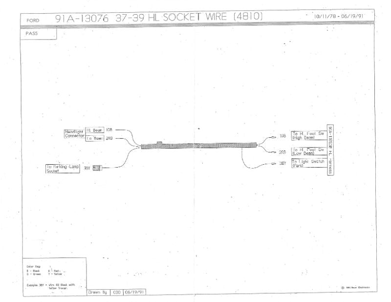 HEADLIGHT REFLECTOR WIRES - 37-39 PASS, 39 MERC W/O SOCKETS