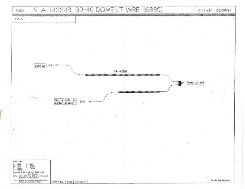 DOME LIGHT SWITCH TO FUSE BLOCK WIRE - 37-40 COUPE/SEDAN