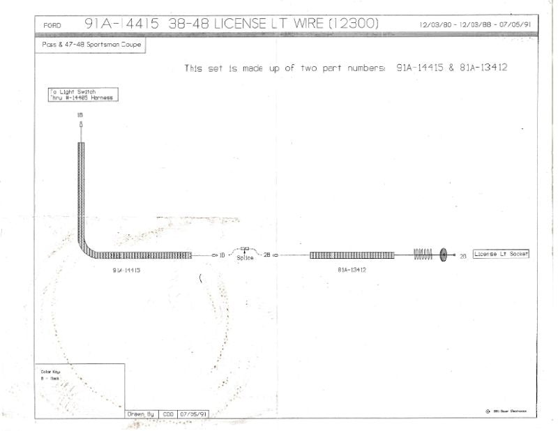 LICENSE PLATE LIGHT WIRE - 38-40 PASSENGER, 39-40 MERCURY