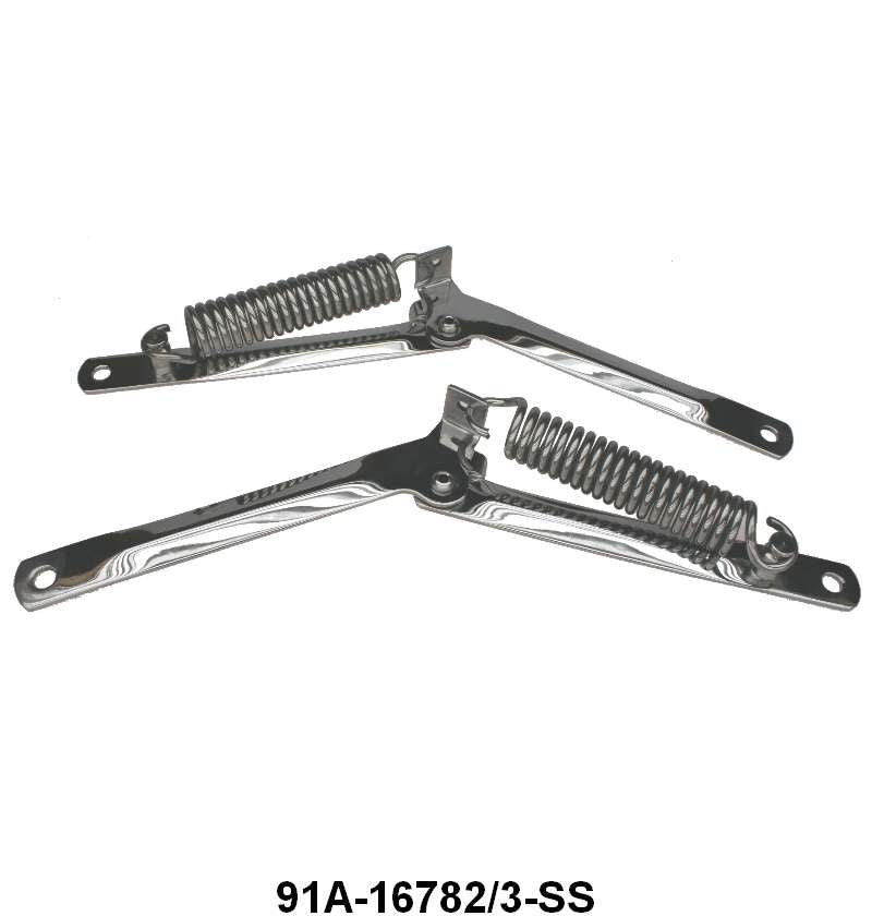 HOOD ARM & SPRING SUPPORTS- VINTIQUE - 39 PASS DLX, 40-47 PICKUP STAINLESS