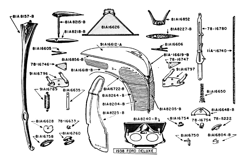 HOOD HINGE BRACKETS - 38-40 PASS, 38-41 SEDAN DELIVERY, BLACK