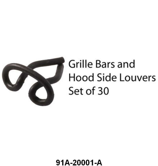 GRILLE BAR & HOOD SIDE TRIM CLIPS - 39 STD PASS SET OF 30
