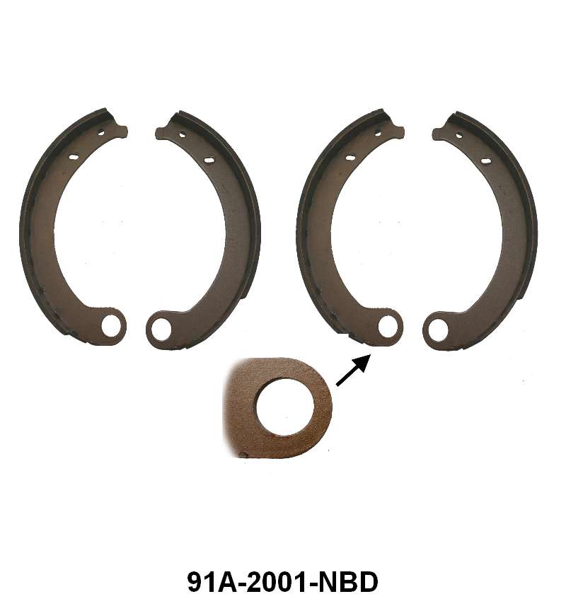 FRONT OR REAR BRAKE SHOES - 39-42 PASS/MERC, 39-41 PICKUP, ROUND HOLE SET OF 4