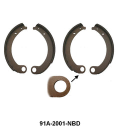 FRONT OR REAR BRAKE SHOES - 39-42 PASS/MERC, 39-41 PICKUP, ROUND HOLE SET OF 4