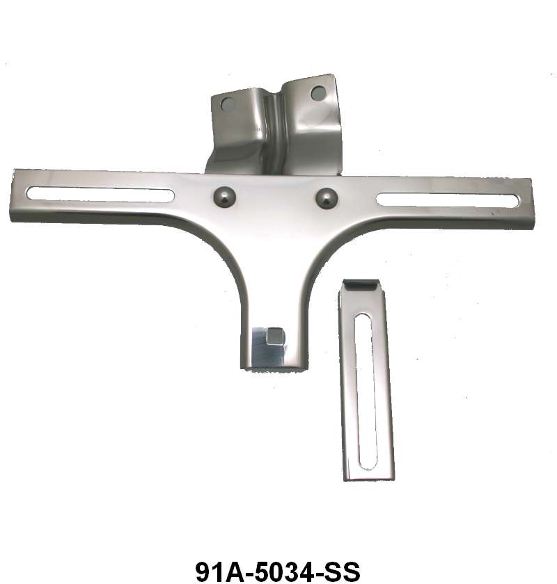 FRONT LICENSE PLATE BRACKET - 39 DLX-40 PASS, 39-40 MERC, 40-41 PU STAINLESS