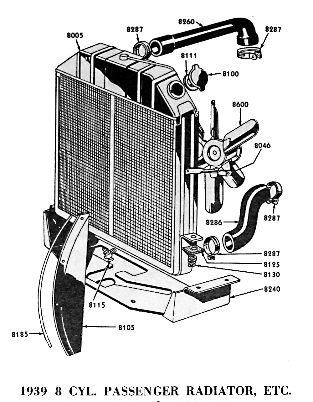 FENDER APRON TO RADIATOR BRACKET - 39 DLX PASS, 40 PASS, 39-40 MERC 40-41 PU