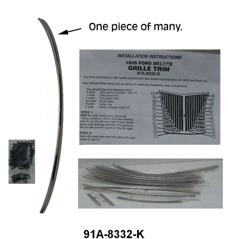 GRILLE TRIM SET - 39 DLX PASS,  SET OF 24 WITH CLIPS