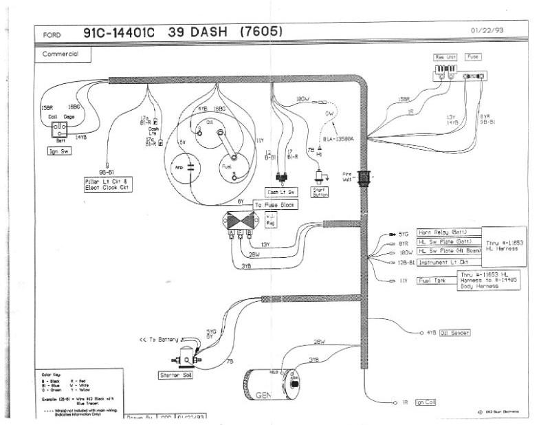 UNDER DASH TO ENGINE WIRES (COWL HARNESS) - 39 PICKUP, WITH AMP