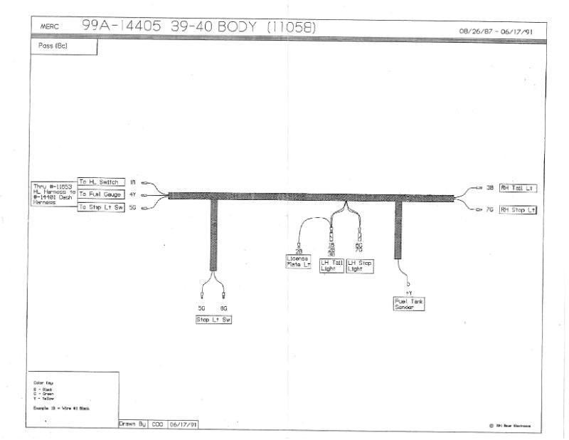 TAIL LIGHT WIRING HARNESS - 39-40 MERCURY