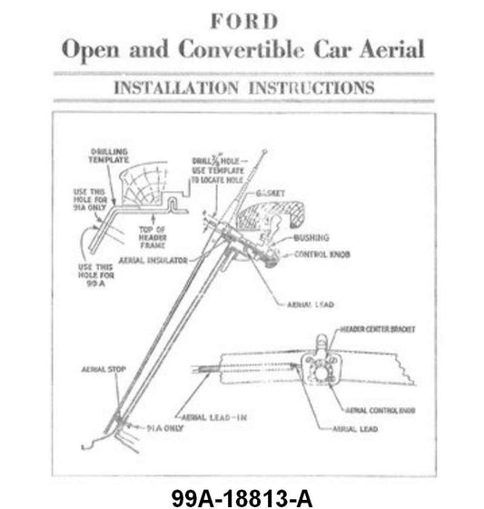 RADIO ANTENNA ASSEMBLY - 39 MERCURY CONVERTIBLE - ROOF MOUNT