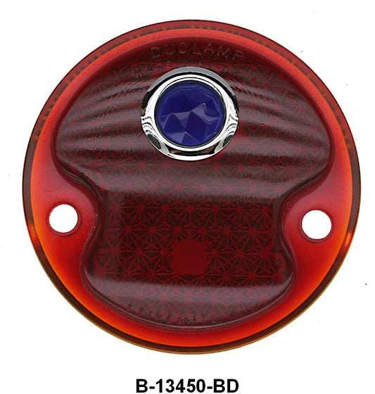 TAIL LIGHT LENS - 32 PASSENGER, 32-42 PICKUP, WAGON, GLASS, BLUE DOT