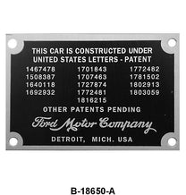 FIREWALL PATENT DATA PLATE - 32-34 PASSENGER, PICKUP
