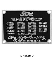 FIREWALL PATENT DATA PLATE - 40-48 PASSENGER, 40-47 PICKUP