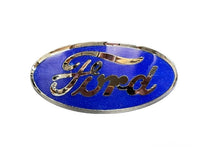 PORCELAIN GRILLE SHELL ORNAMENT EMBLEM - 32 PASS, 32-35 PICKUP BLUE