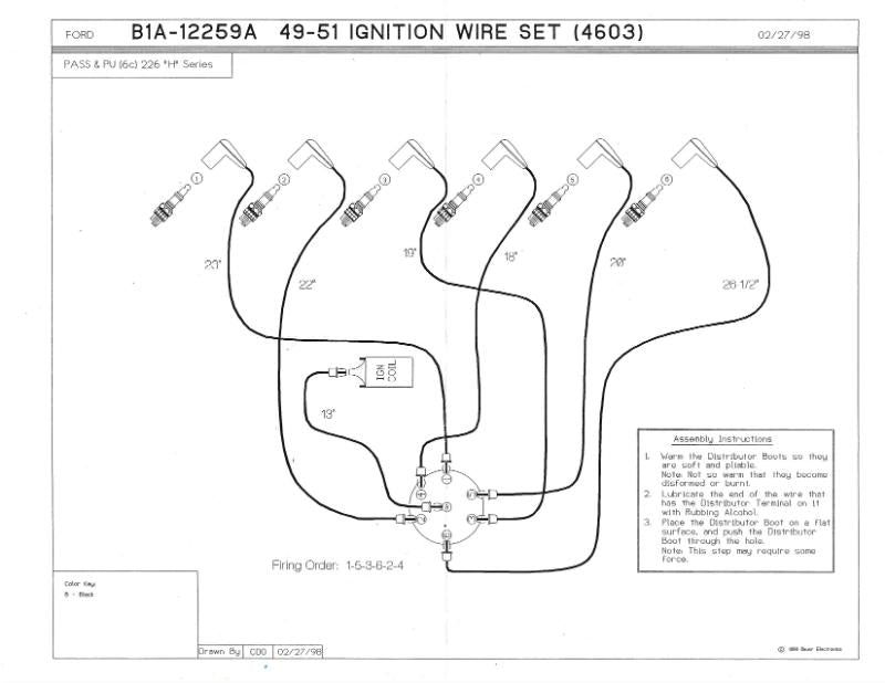 SPARK PLUG WIRE SET - 49-51 PASS, 48-51 PICKUP 6 CYL "H"
