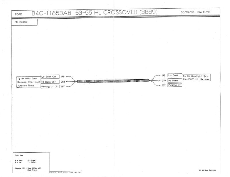 HEADLIGHT CROSSOVER WIRING HARNESS - 53-55 F-100/F-350 W/O HORN AND TURN SIGNAL