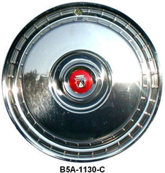 STAINLESS HUB CAP - 55-56 PASS/T-BIRD FULL DISC WITH PLASTIC EMBLEM