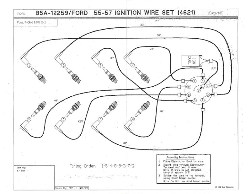 SPARK PLUG WIRE SET - 54-62 PASS, 54-64 PICKUP 272/292/312 W/SCRIPT