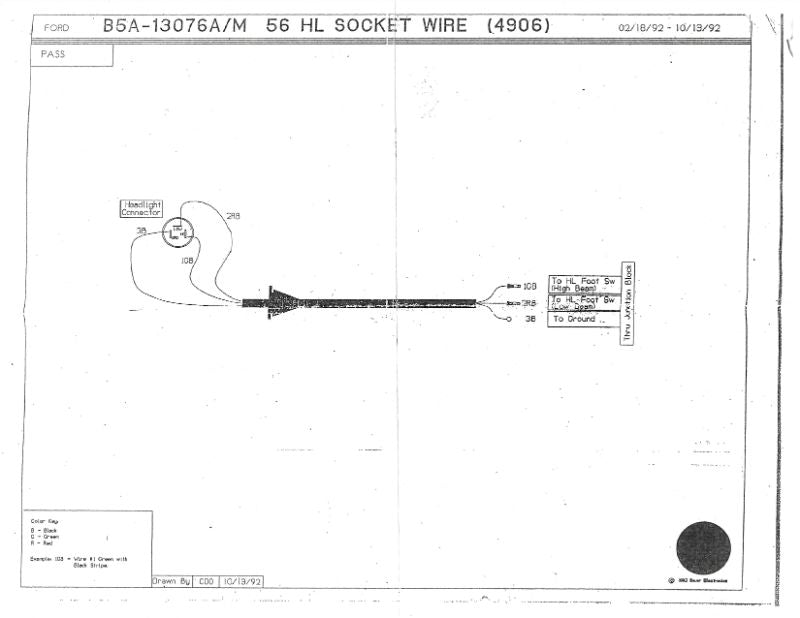 HEADLIGHT BUCKET WIRE - 55-56 PASS W/MOLDED ENDS