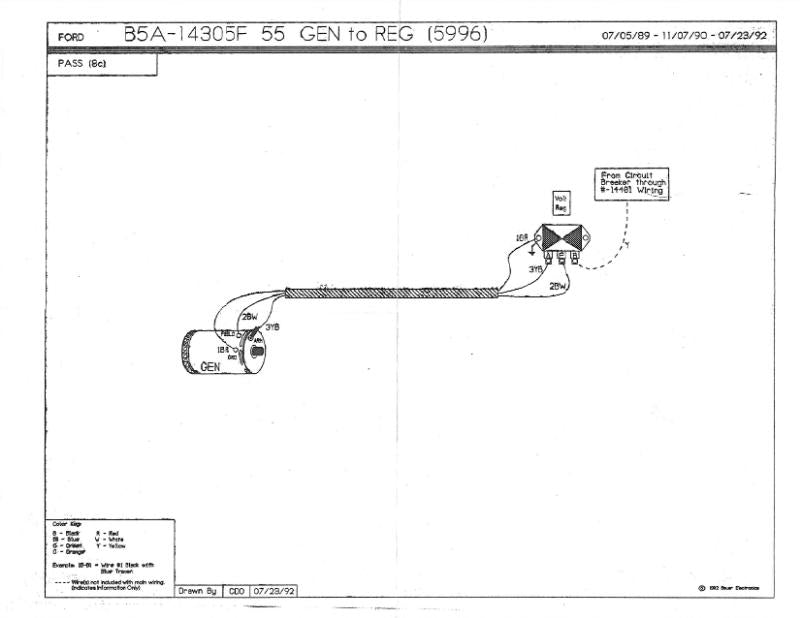 GENERATOR TO VOLTAGE REGULATOR WIRE - 55 PASS V8