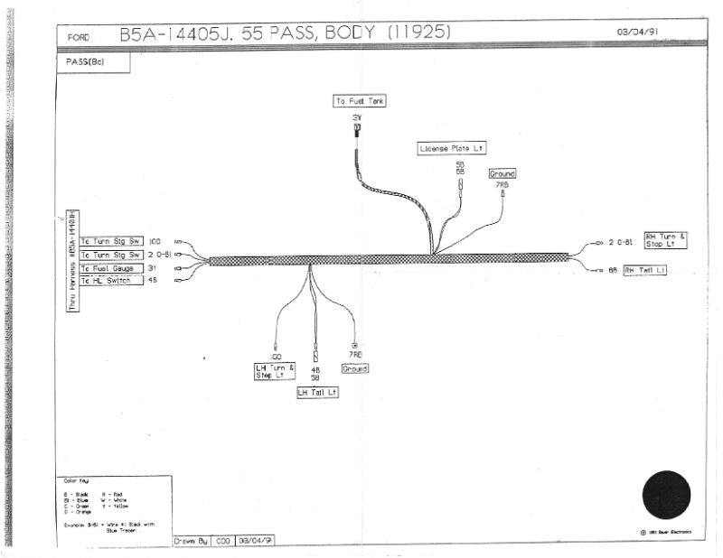 TAIL LIGHT WIRING HARNESS - 55 PASS, (EX-WAGON, SEDAN DELIVERY) W/O BACK UP