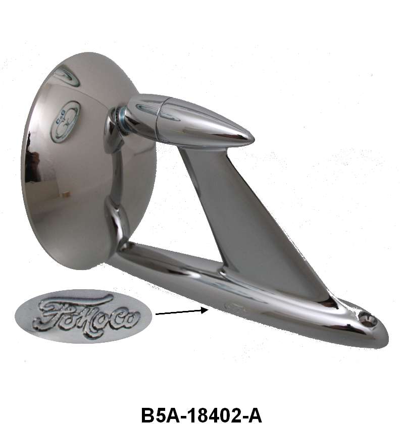 DOOR/FENDER MOUNT MIRROR W/FoMoCo LOGO - 55-64 PASS, 2 HOLE W/FoMoCo