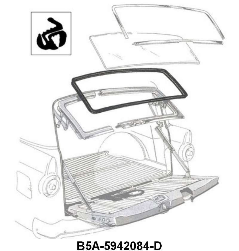 REAR/BACK WINDOW SEAL - 55-56 WAGON/SEDAN DELIVERY WITH GROOVE FOR TRIM