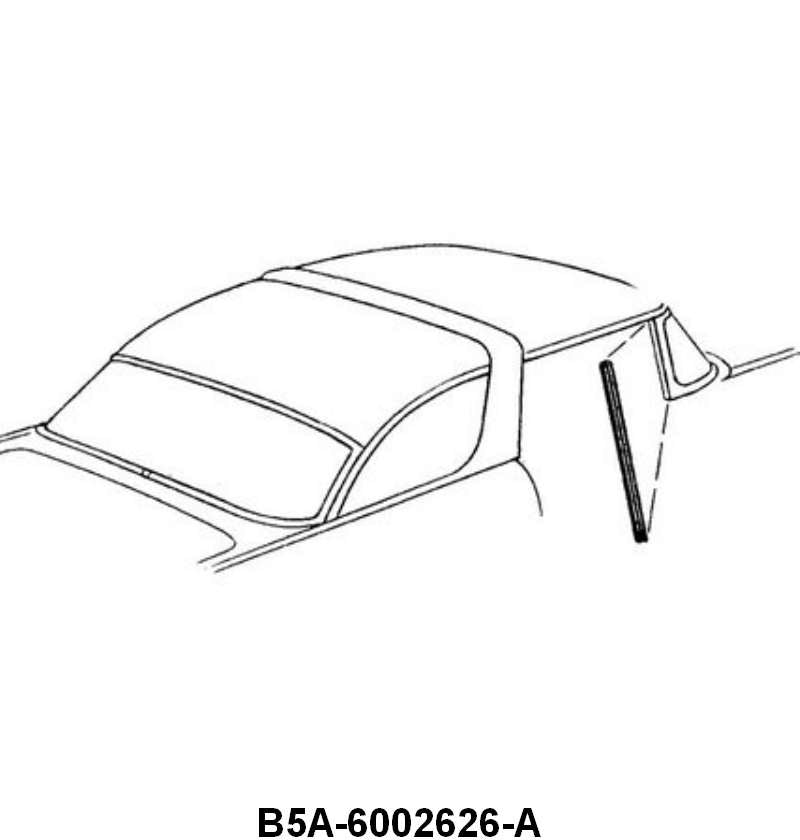 HARDTOP DOOR GLASS TO WINDSHIELD POST SEAL - 55-56 CROWN VIC, 2-DOOR HARDTOP