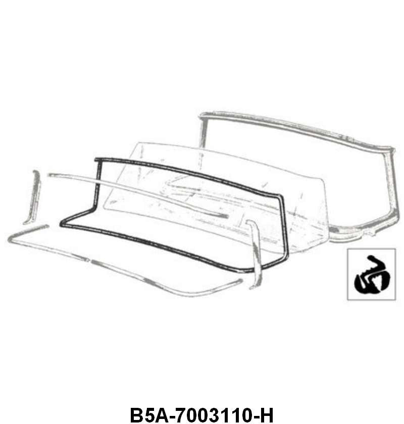 WINDSHIELD SEAL - 55-56 PASS & 55 MERCURY, WITH GROOVE FOR CHROME