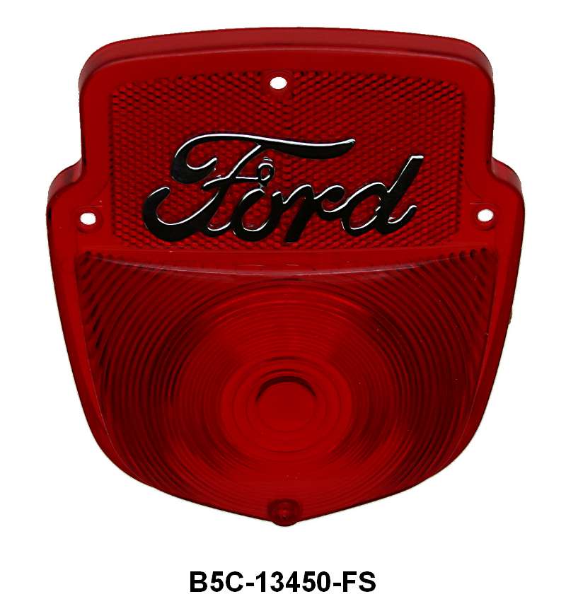 STEPSIDE TAIL LIGHT LENS SHIELD TYPE- 53-66  F-100/F-350 WITH CHROME FORD SCRIPT