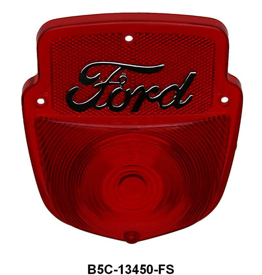 STEPSIDE TAIL LIGHT LENS SHIELD TYPE- 53-66  F-100/F-350 WITH CHROME FORD SCRIPT