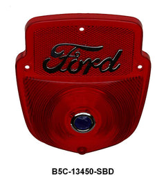 STEPSIDE TAIL LIGHT LENS SHIELD TYPE - 53-66  F-100/350 CHROME SCRIPT W/BLUE DOT