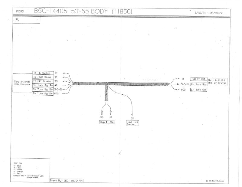 TAIL LIGHT WIRING HARNESS - 53-56 F-100 W/TURN SIGNALS