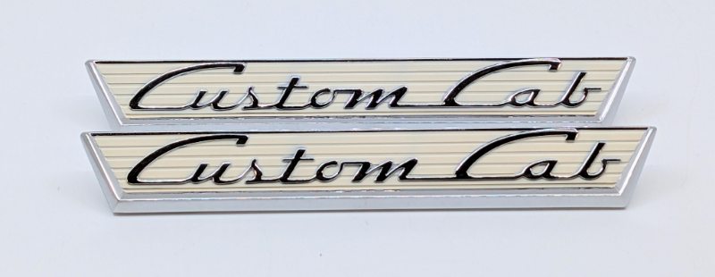 CUSTOM CAB DOOR EMBLEMS- 55-56 F-100/F-350 WITH WHITE BACKGROUND
