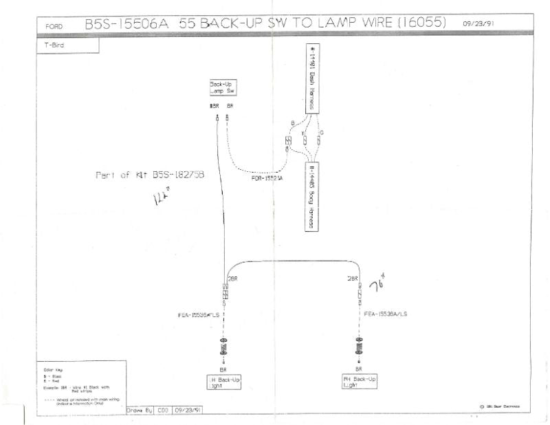 BACK-UP LIGHT SWITCH TO LIGHT WIRE - 55 T-BiRD