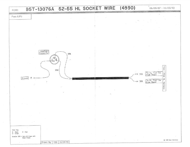 HEADLIGHT BUCKET WIRES - 55-56 PICKUP W/BRAIDED WIRES