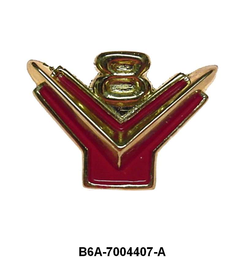 GLOVE BOX DOOR EMBLEM - 55-56 PASS V8 EMBLEM