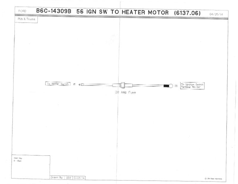 HEATER SWITCH TO IGNITION SWITCH WIRE - 56 PICKUP W/FUSE HOLDER