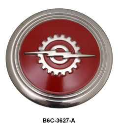 HORN BUTTON - 54-60 F-100/F-250 RED BACKGROUND WITH GEAR & BOLT