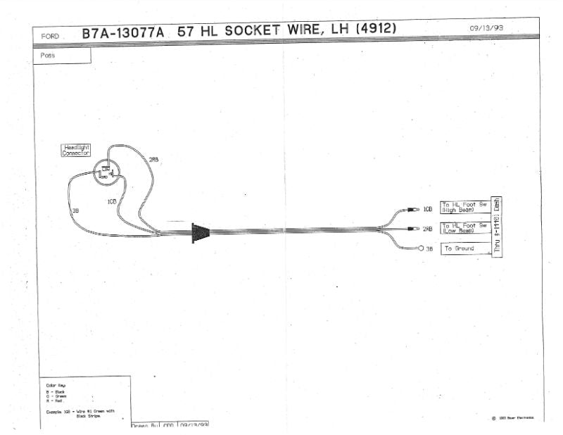 HEADLIGHT BUCKET WIRE - 57 PASS/RANCHERO LH W/GROMMET