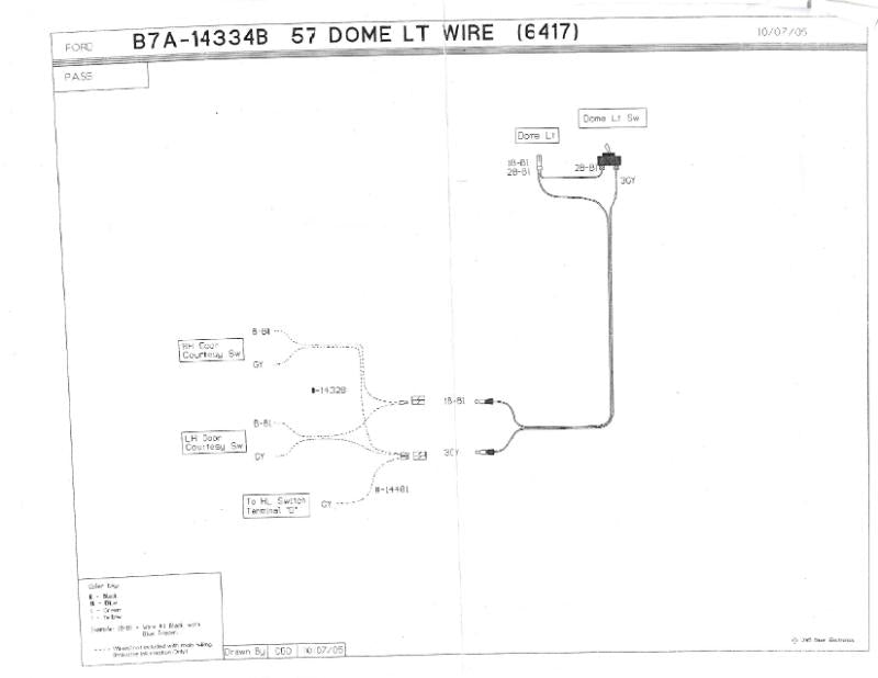 DOME LIGHT TO UNDER DASH WIRE - 57 PASSENGER (EXC CONVERTIBLE/RETRACTABLE)