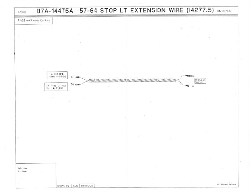 STOP/BRAKE LIGHT SWITCH EXTENSION WIRE - 57-64 ALL PASSENGER