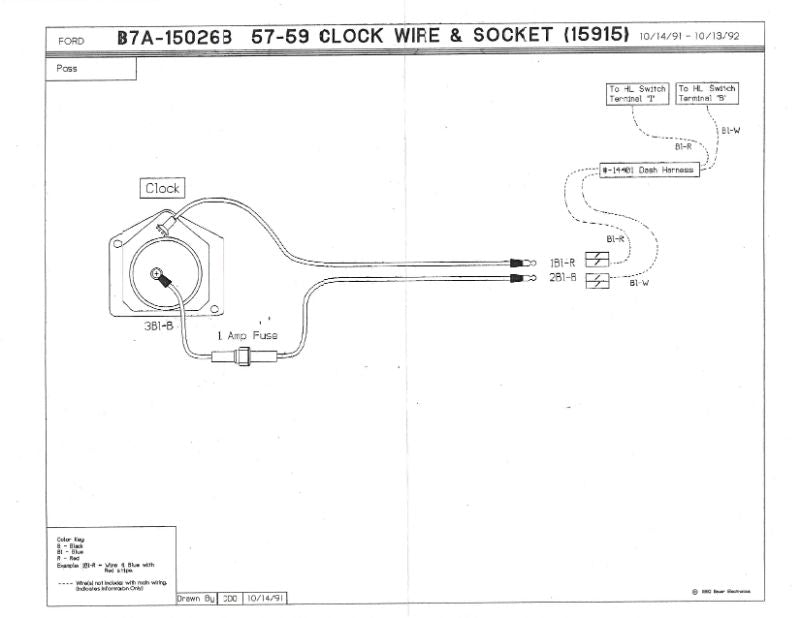 CLOCK POWER WIRE - 57-59 PASS/RANCHERO, WITH FUSE HOLDER