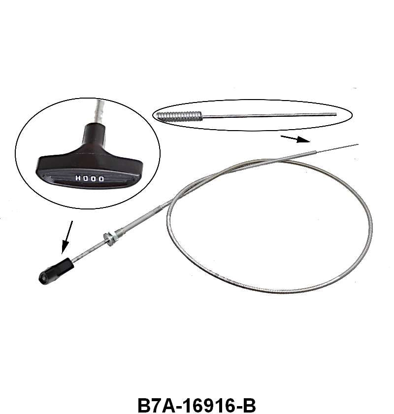 HOOD PULL CABLE WITH BLACK KNOB - 57-59 PASS/RANCHERO