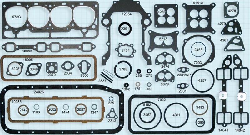 COMPLETE ENGINE GASKET SET - 55-62 PASS, 55-64 F-100/F-350 272, 292