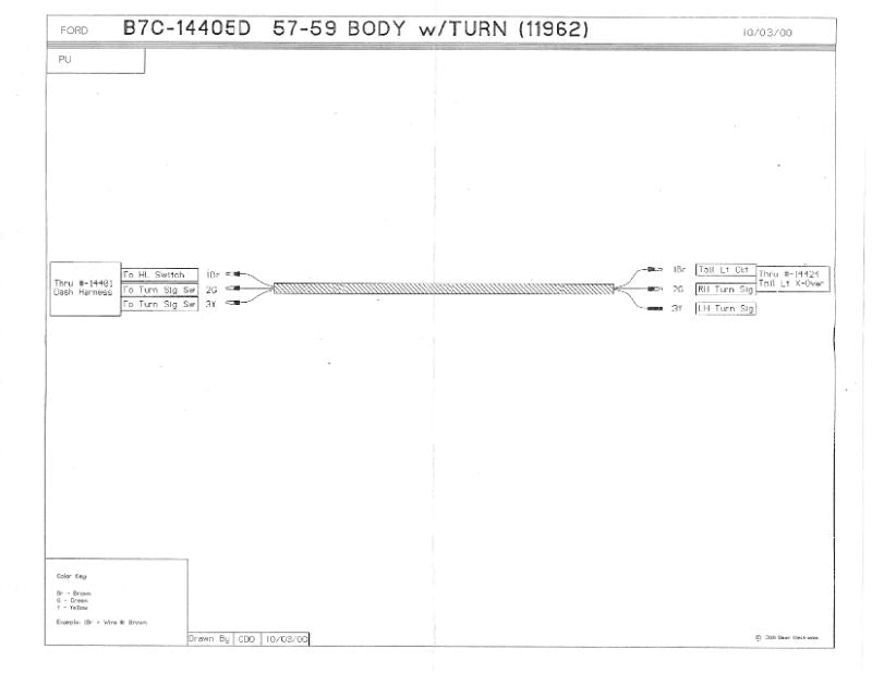 TAIL LIGHT WIRING HARNESS - 57-59 PICKUP W/TURN SIGNAL